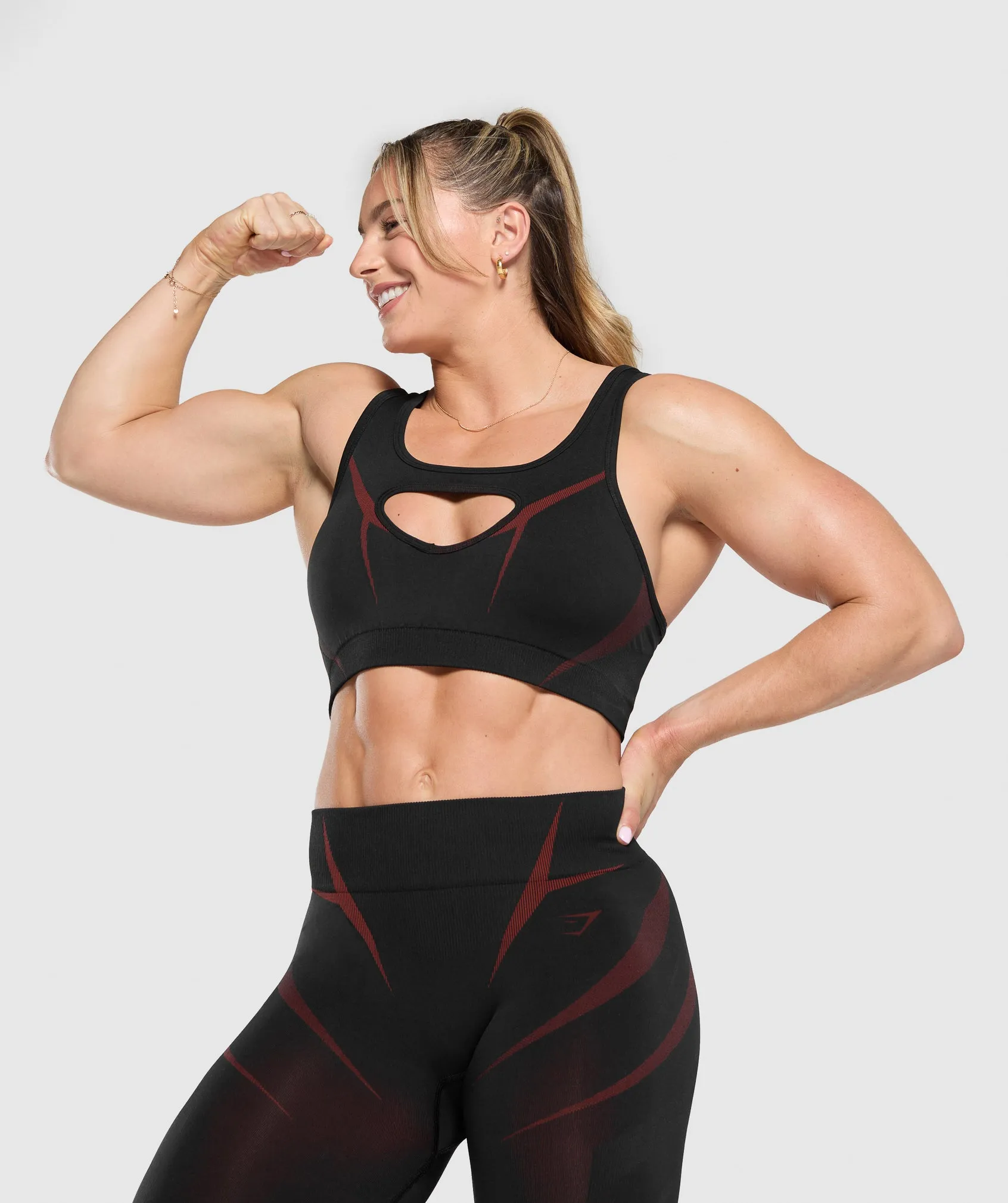 Gymshark Apex Lift Sports Bra - Black/Reps Red