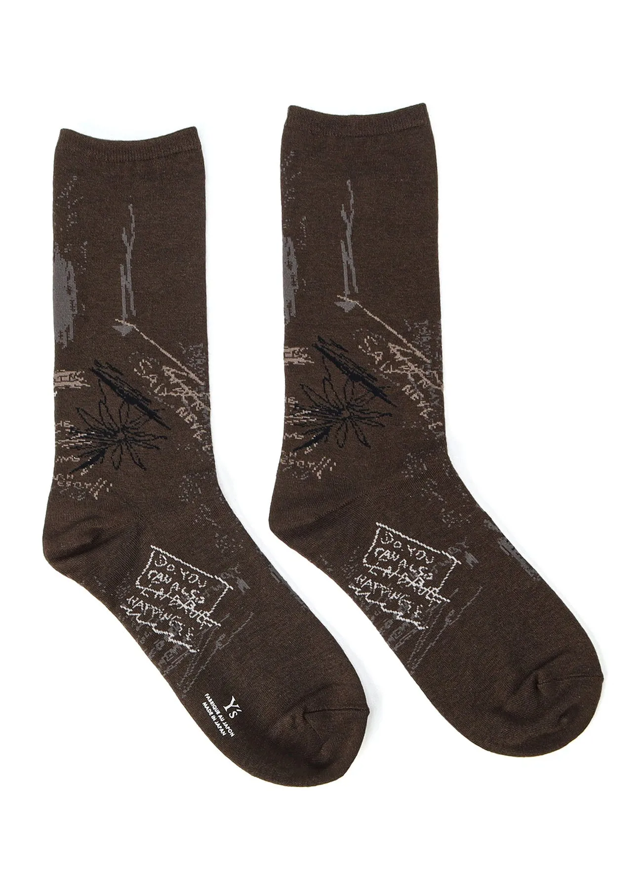 HAND DRAWING CHALK DESIGN JQ MIDDLE SOCKS