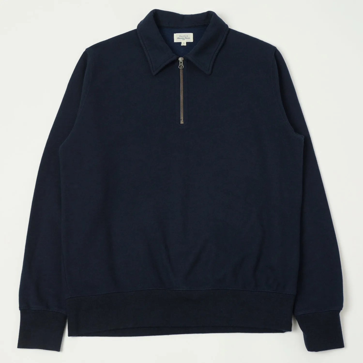 Hartford Zipper L/S Polo - Dark Marine