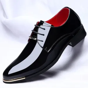 Hnzxzm Trending Italian Patent Leather Shoes Men Business Shoes Lace Up Oxfords Plus Size Male Wedding Party Shoes Men Leather