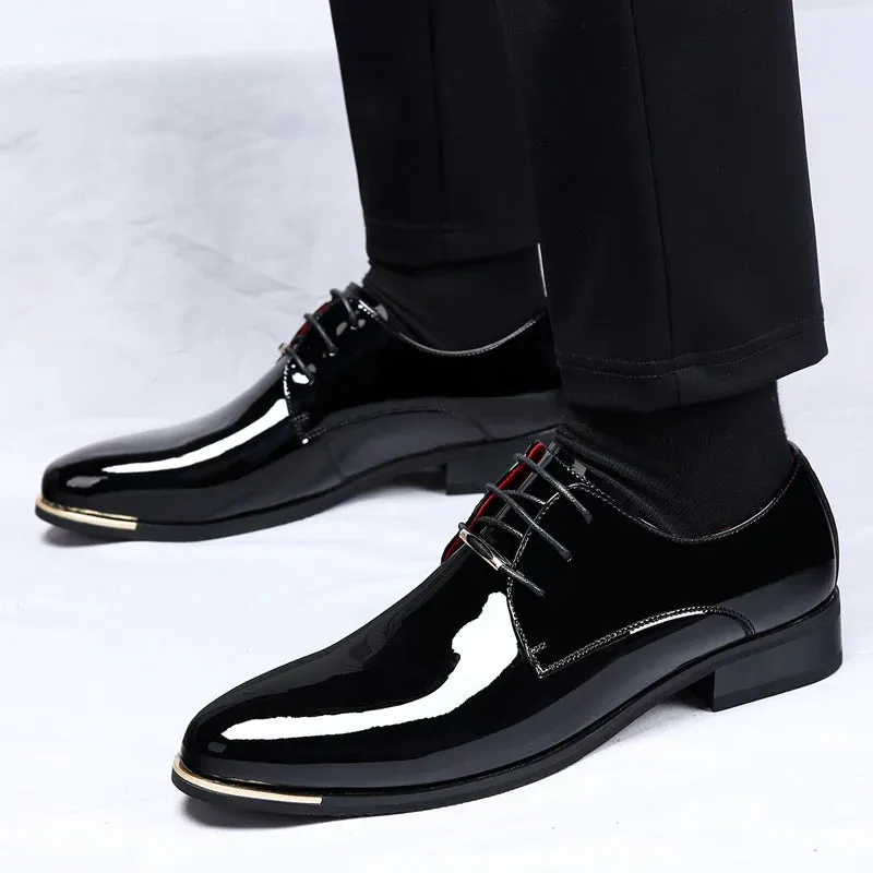 Hnzxzm Trending Italian Patent Leather Shoes Men Business Shoes Lace Up Oxfords Plus Size Male Wedding Party Shoes Men Leather