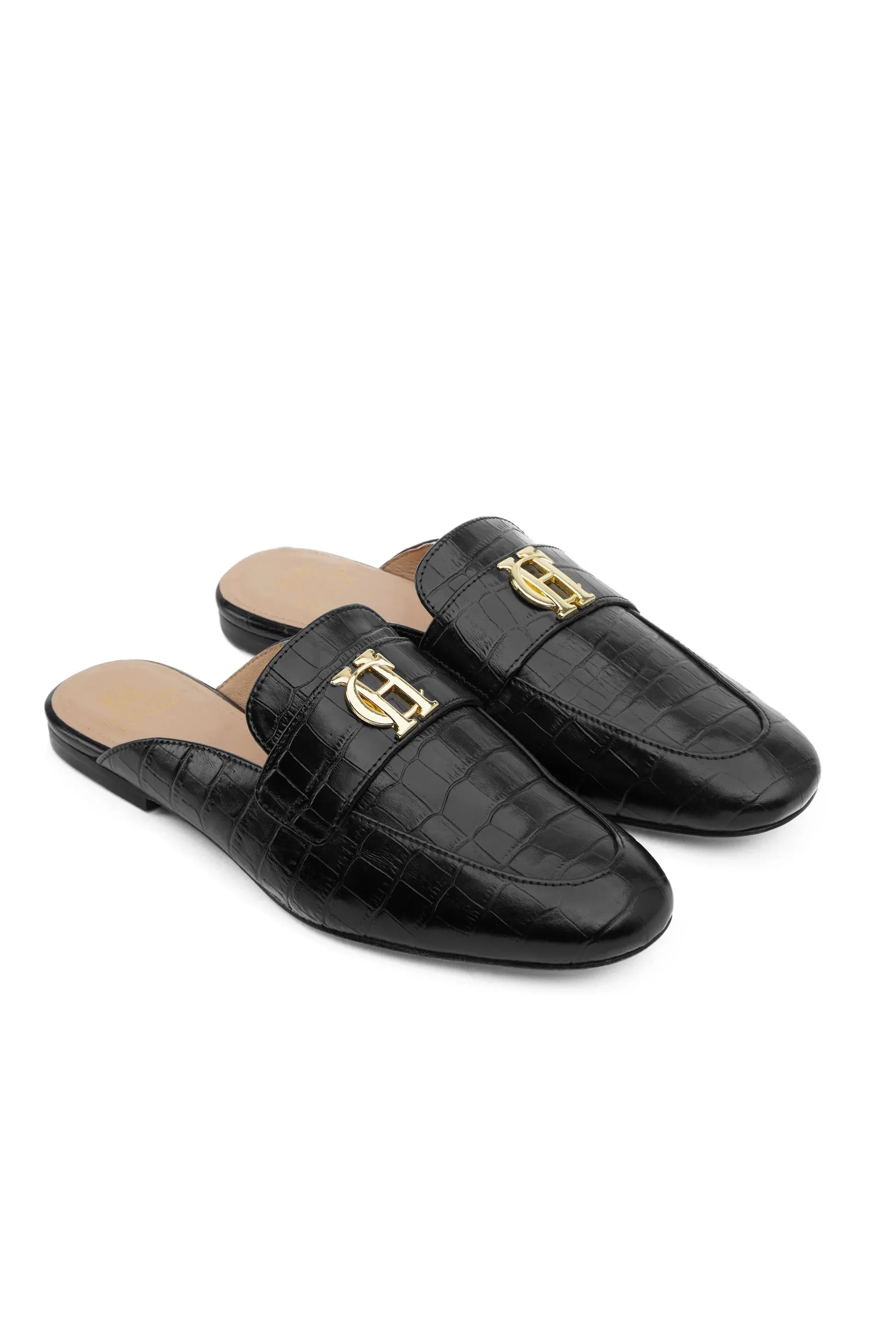 Holland Cooper Kingston Loafer in Black Croc