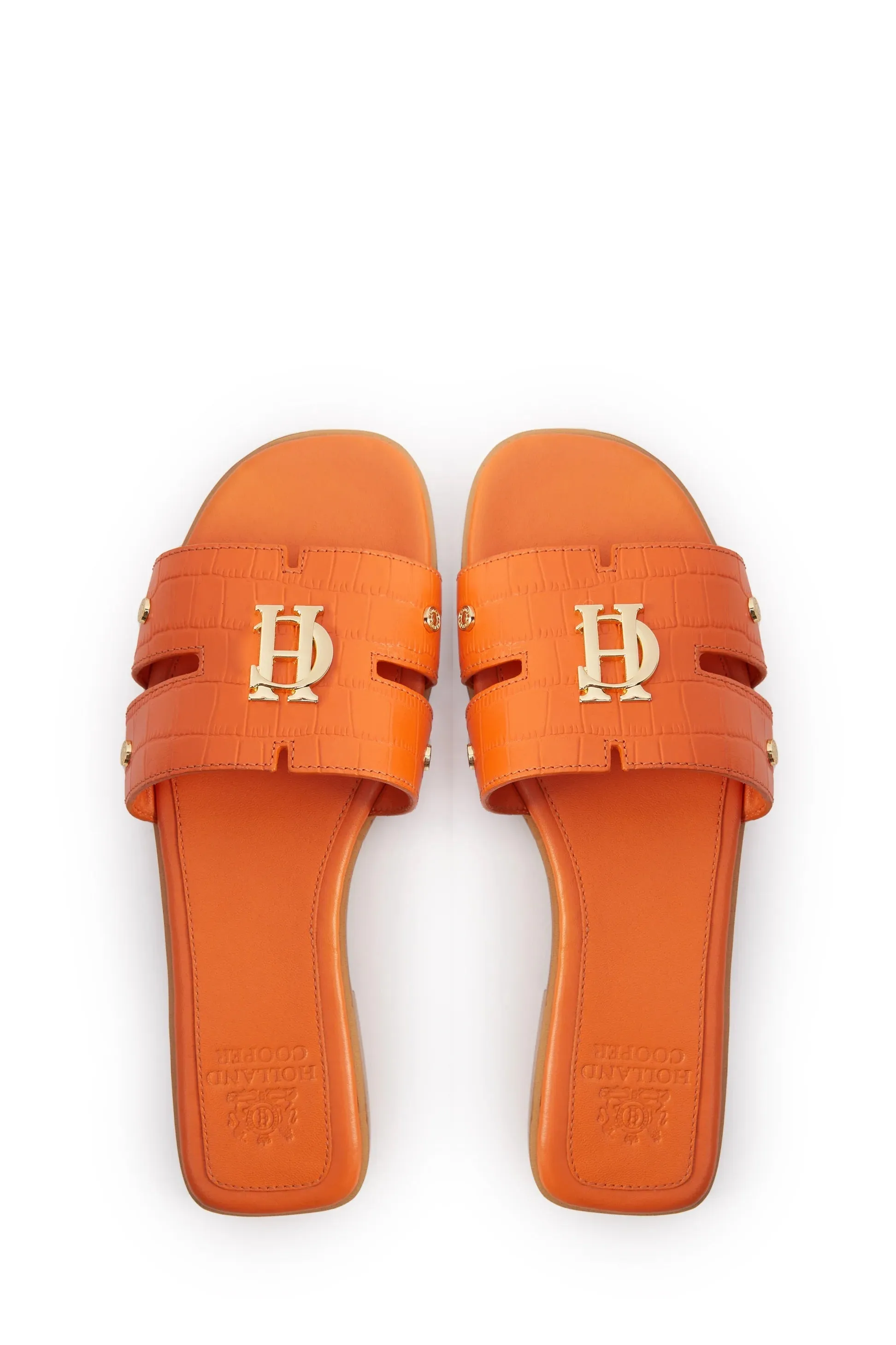 Holland Cooper Monogram Ladies Slider in Orange Croc