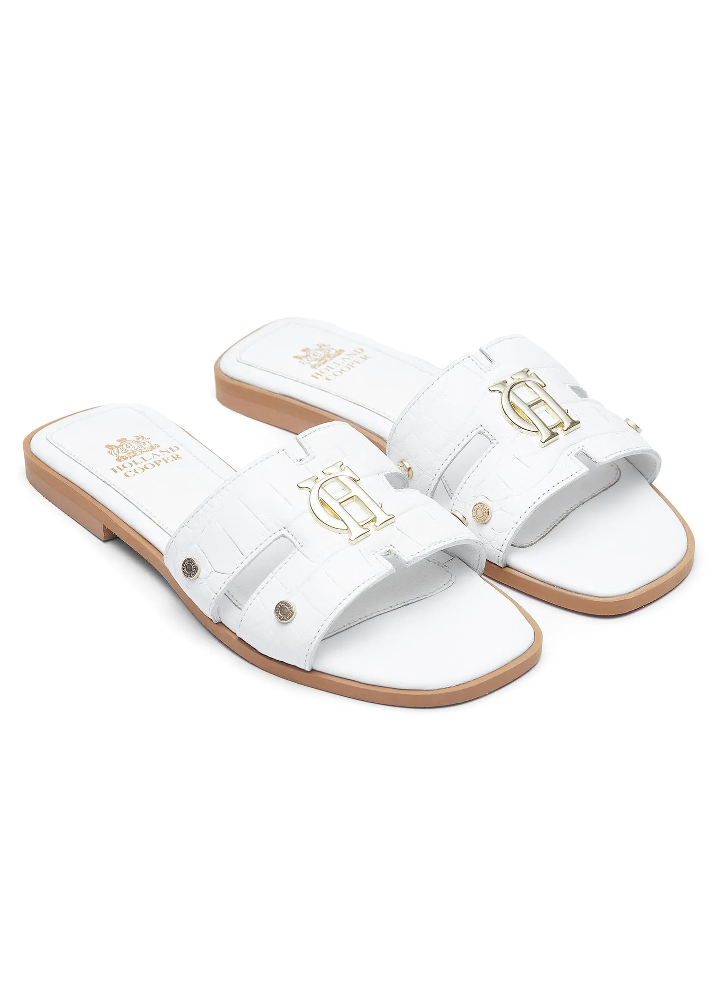 Holland Cooper Monogram Ladies Slider in White Croc