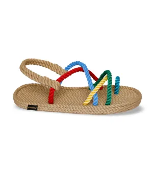 Ibiza Rope Sandals Beige Multi