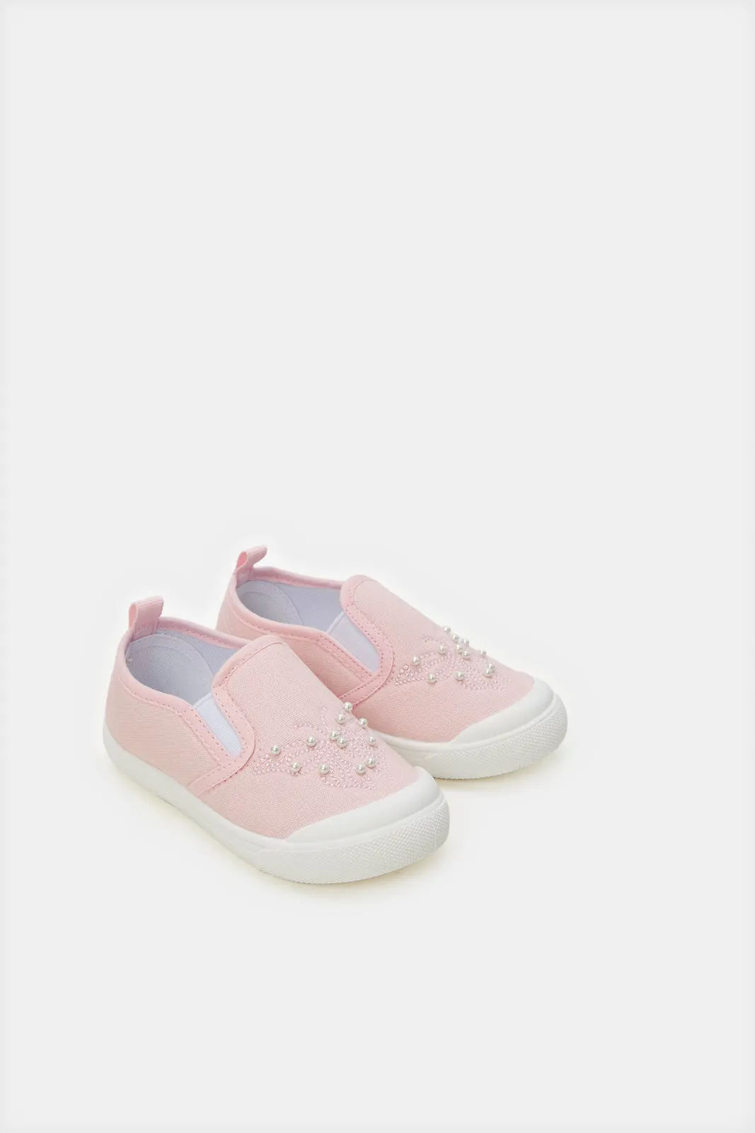 Infant Girls Pink Pearl Slip-On Pump