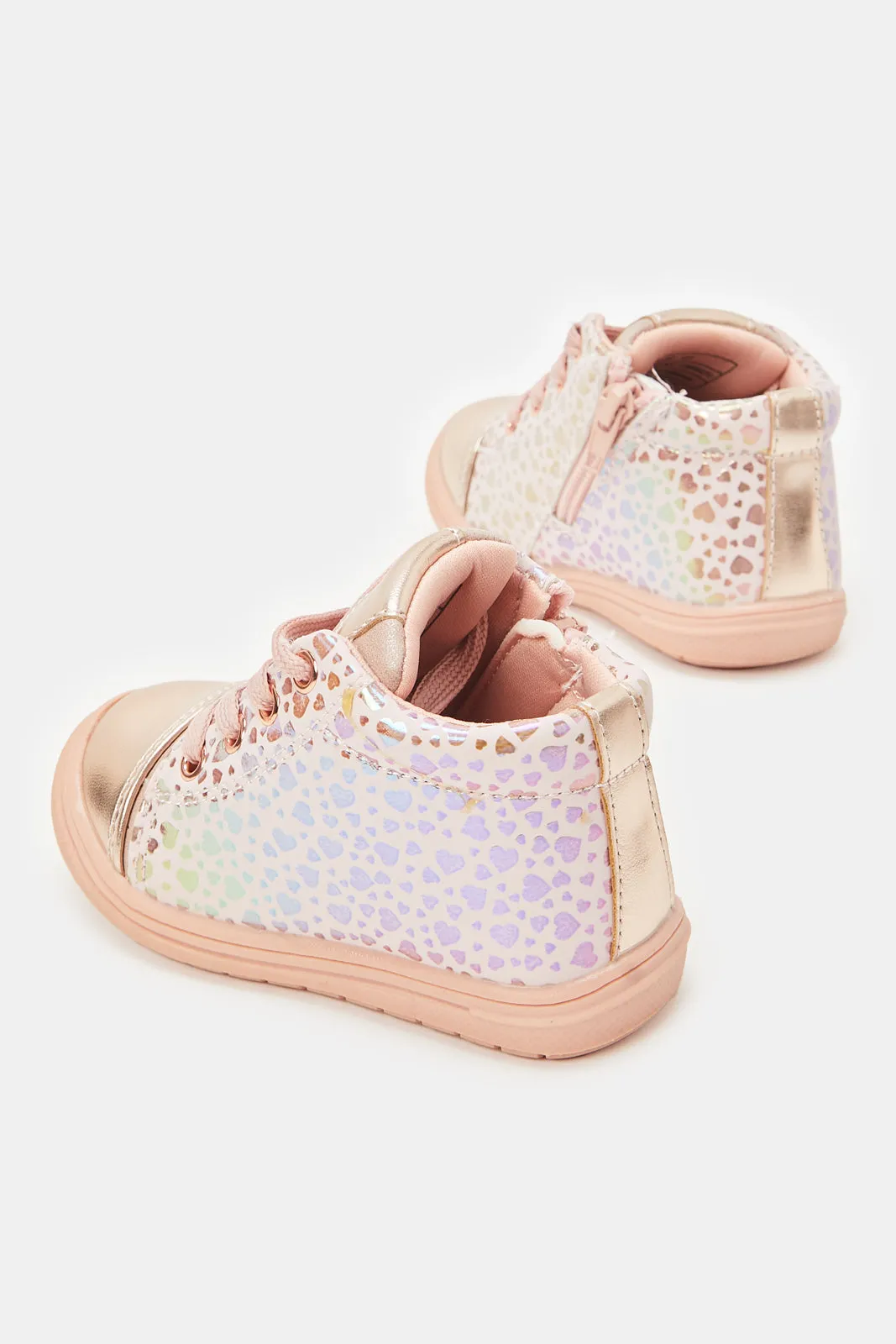 Infant Girls Pink Printed High-Top Sneakers