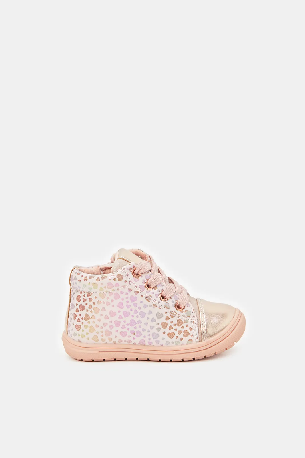 Infant Girls Pink Printed High-Top Sneakers