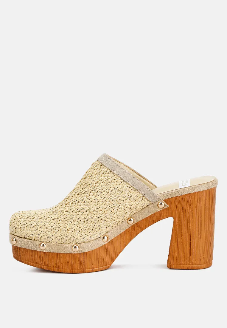 Jeydena Raffia Platform Clogs In Natural