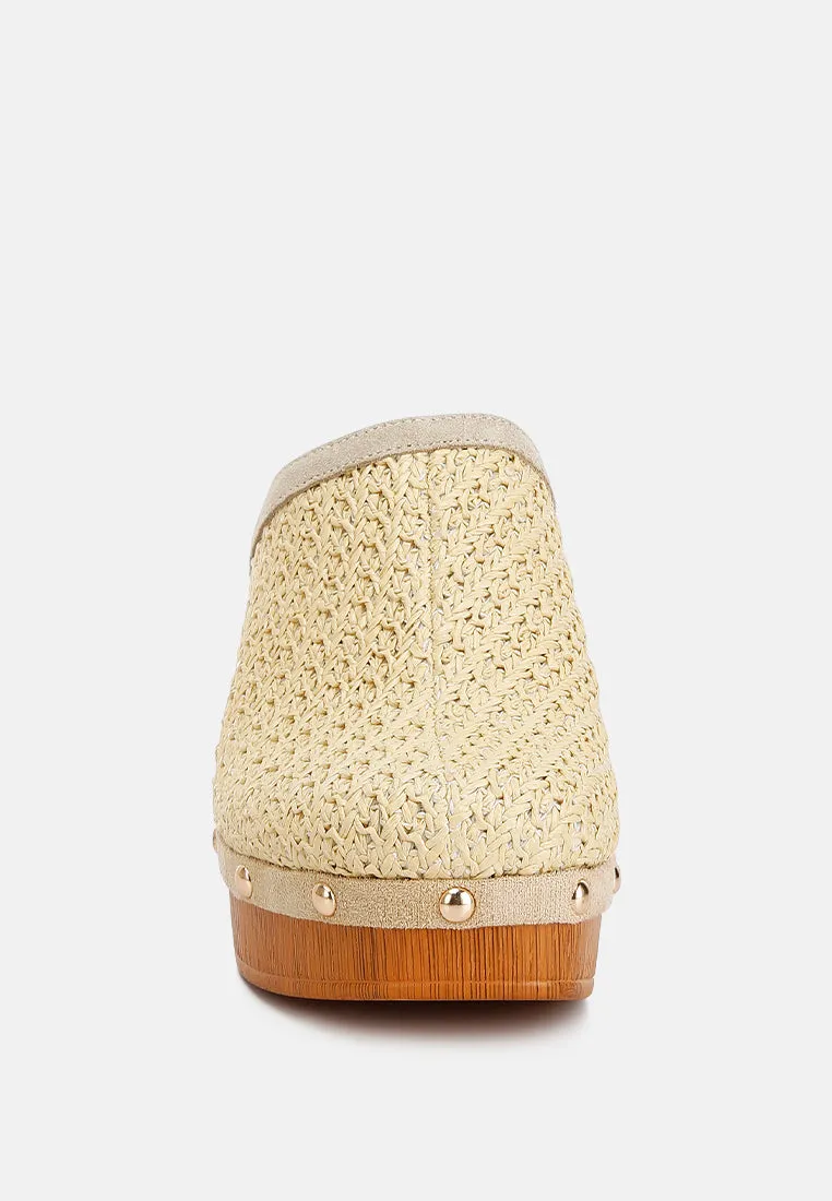 Jeydena Raffia Platform Clogs In Natural