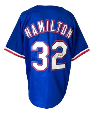 Josh Hamilton Texas Signed Blue Baseball Jersey JSA Hologram