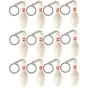 Kicko Bowling Pin Keychain - 12 Pack - Assorted Bag Charm - Party Favor, World Cup Fan