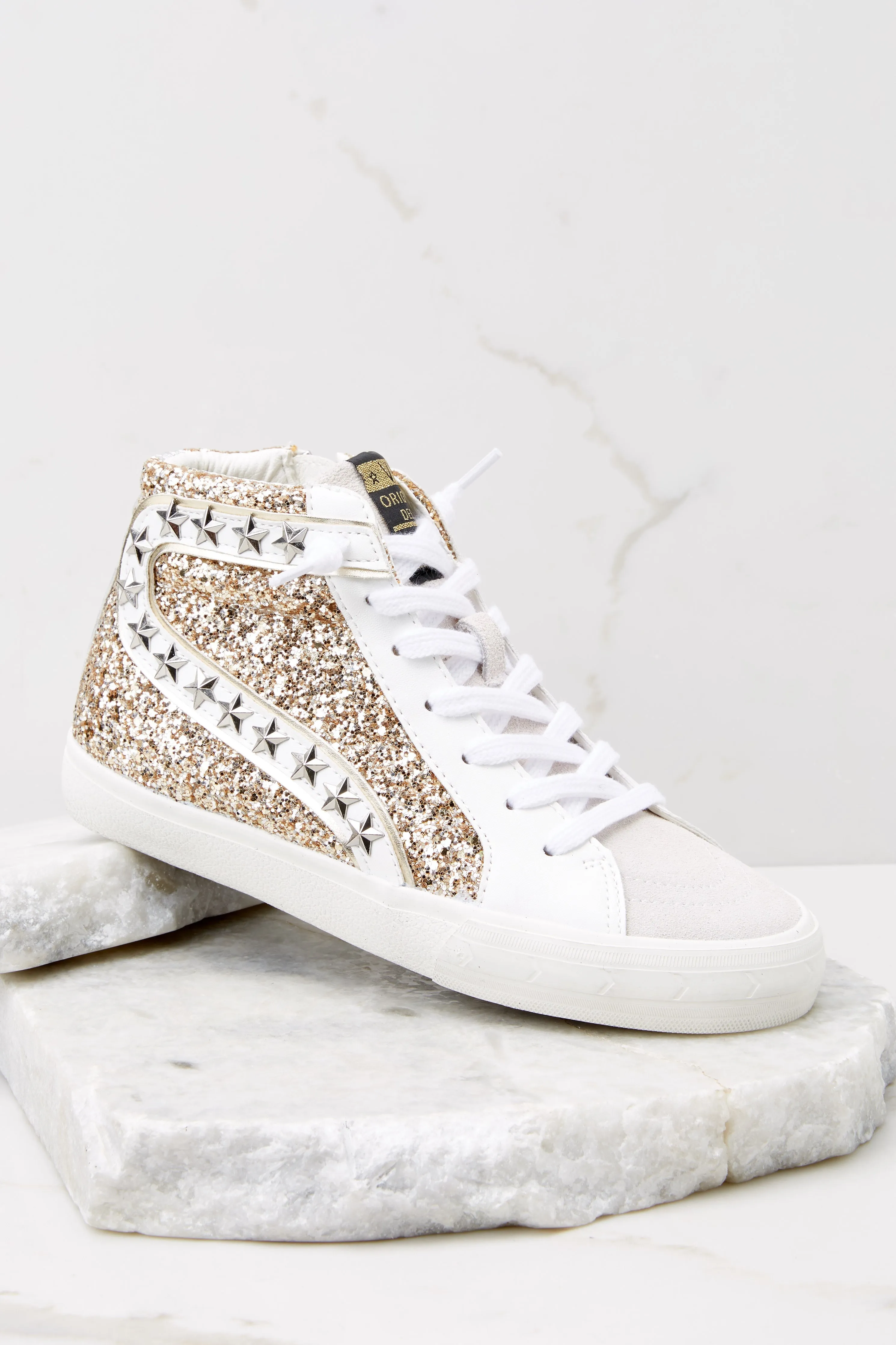 Mateel Gold Grey Multi Glitter High Top Sneakers