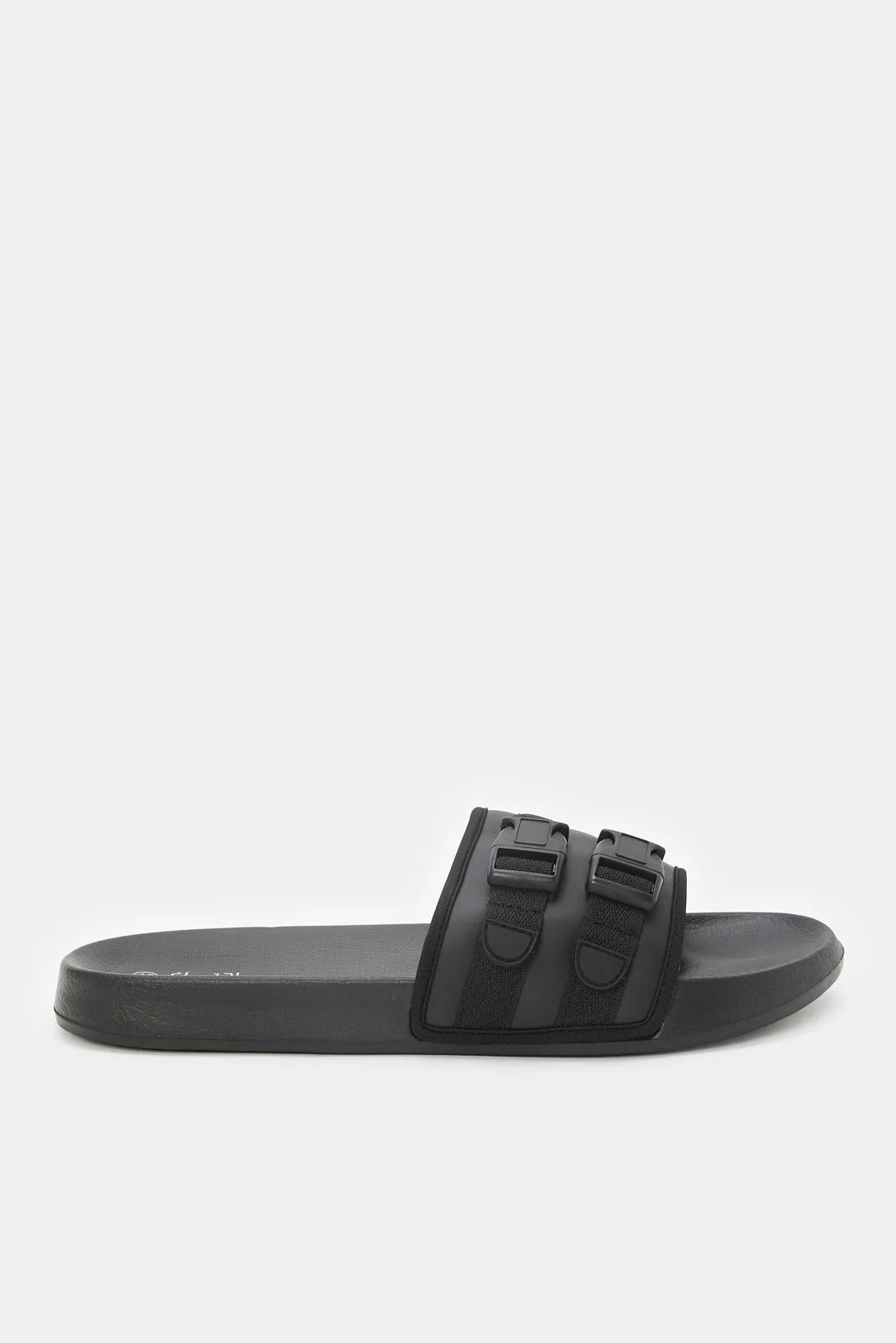 Men Black Patch Work Slide