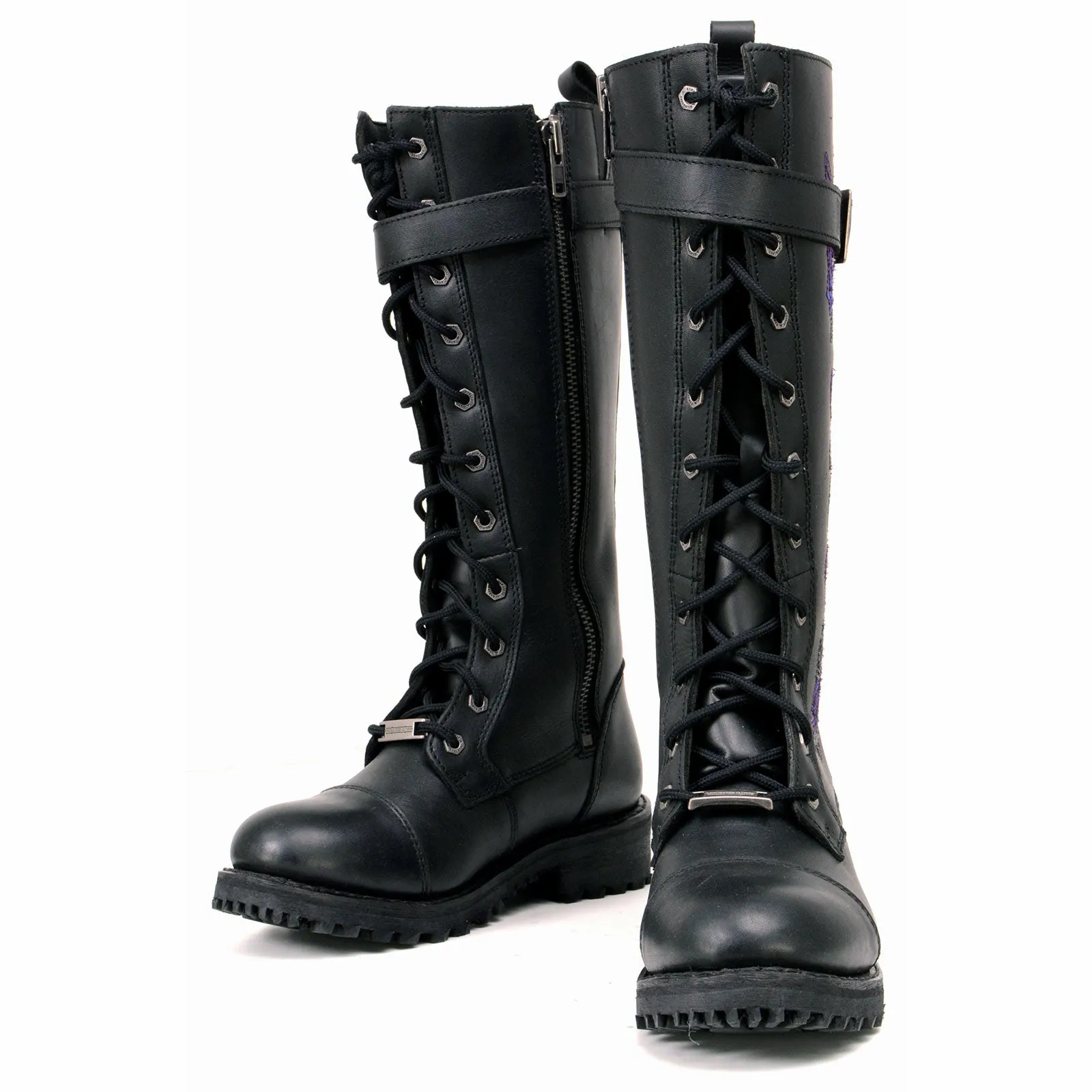 Milwaukee Leather MBL9357 Women's Black 14” Tall Motorcycle Boots