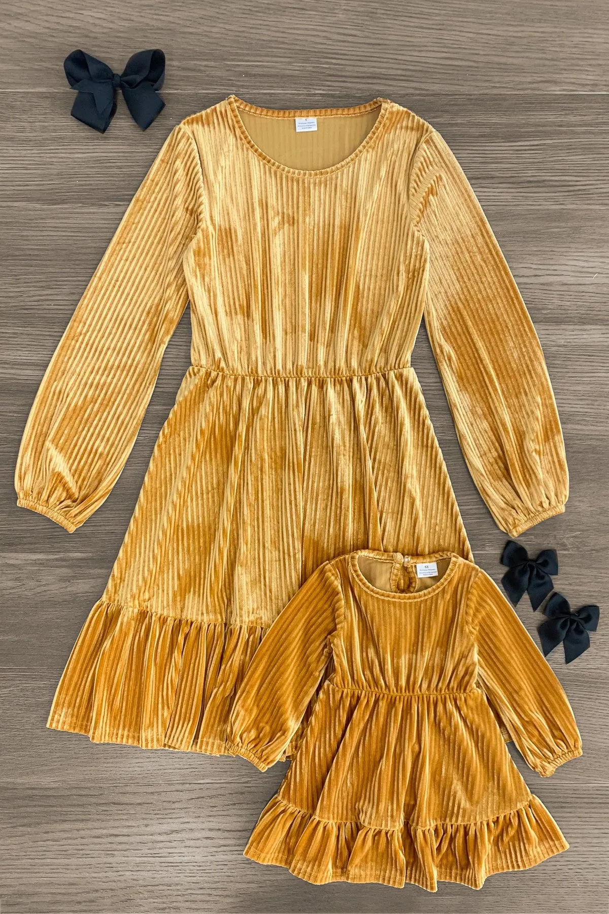 Mom & Me - Gold Ribbed Dress