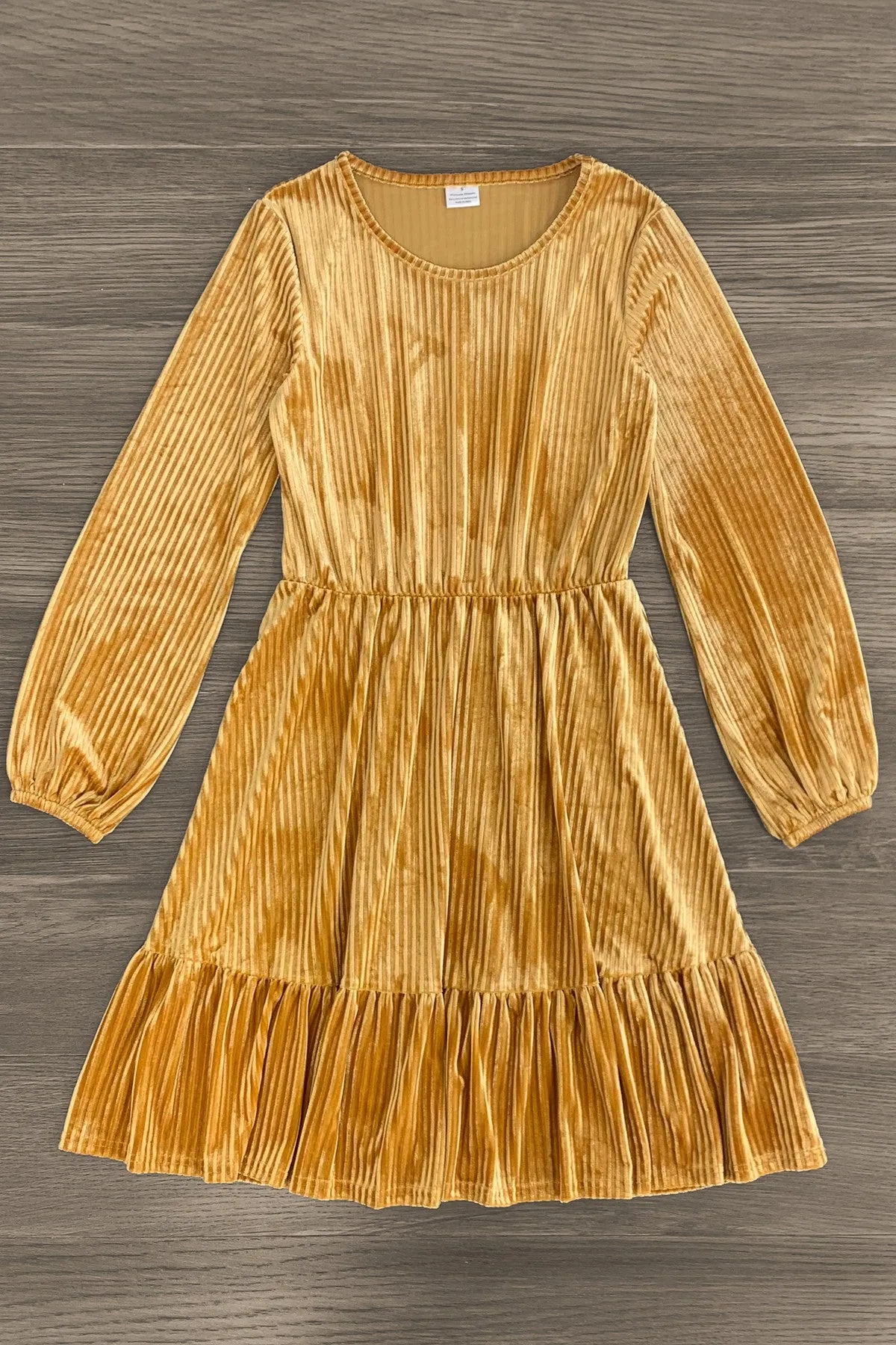 Mom & Me - Gold Ribbed Dress