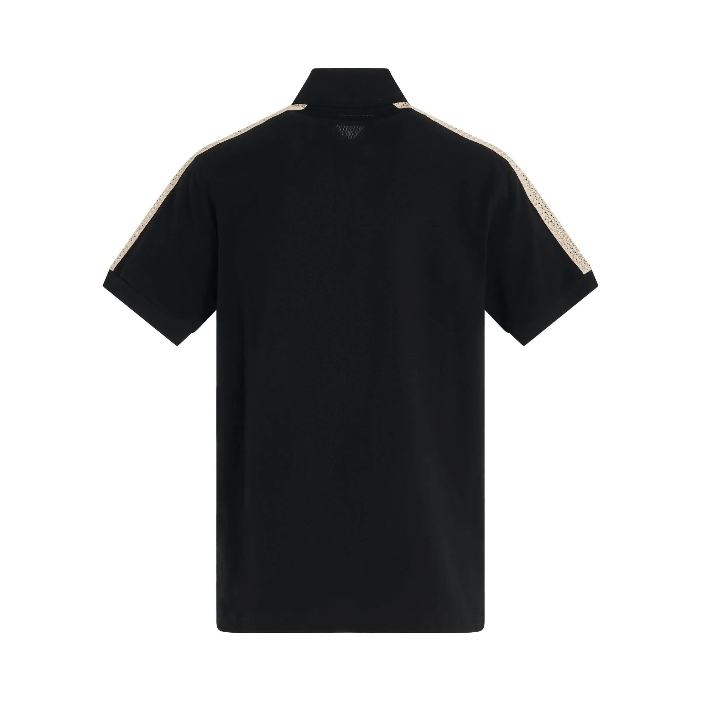 Monogram Track Polo in Black/Off White