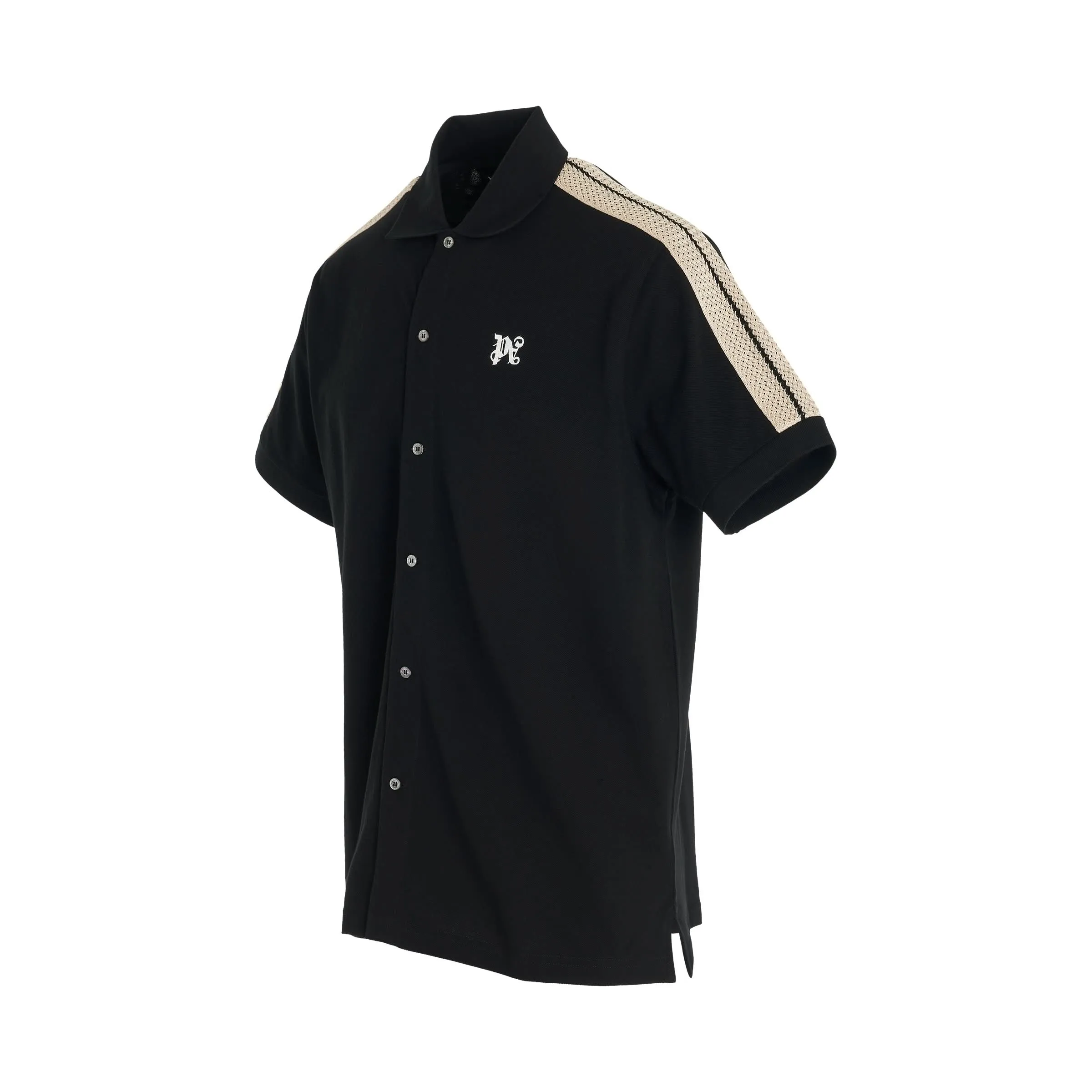 Monogram Track Polo in Black/Off White