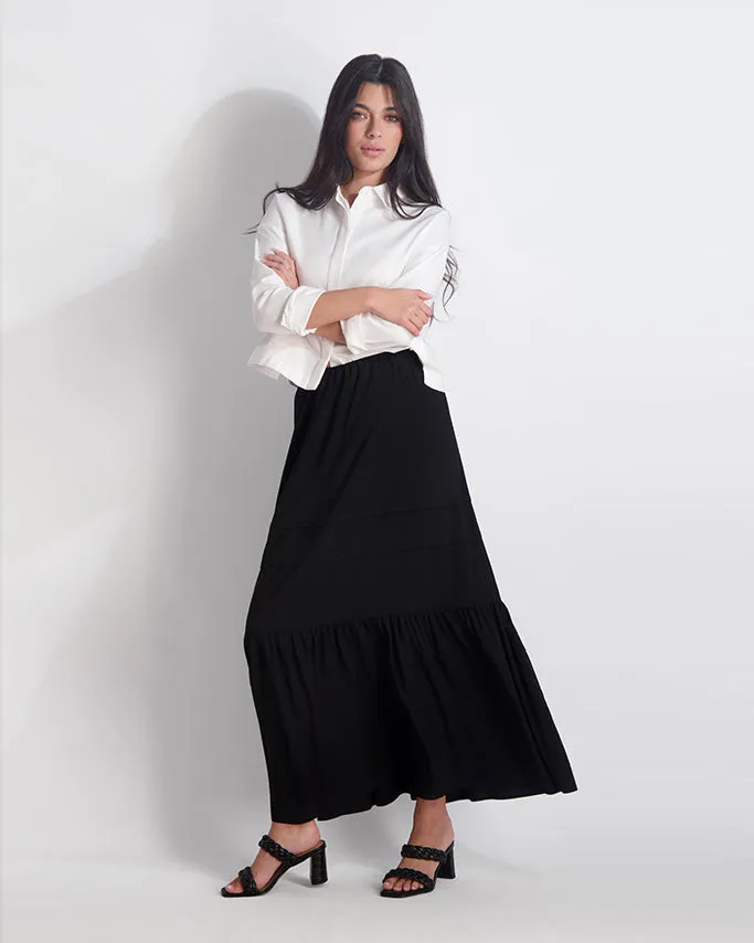 MULTI TIERED SKIRT- BLACK