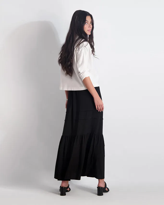 MULTI TIERED SKIRT- BLACK