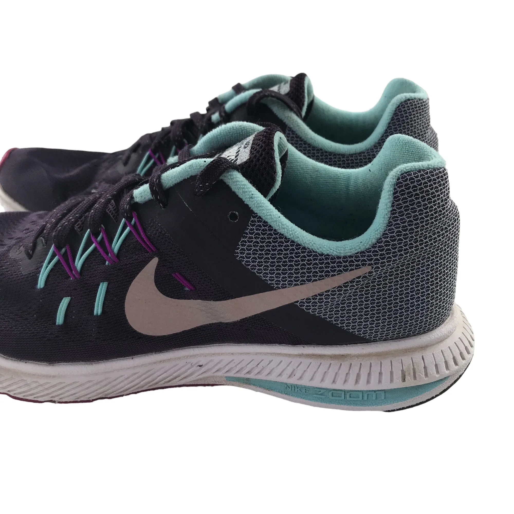 Nike Flash Zoom Winflo 2 trainer shoe size 7 purple and light blue trainers with laces