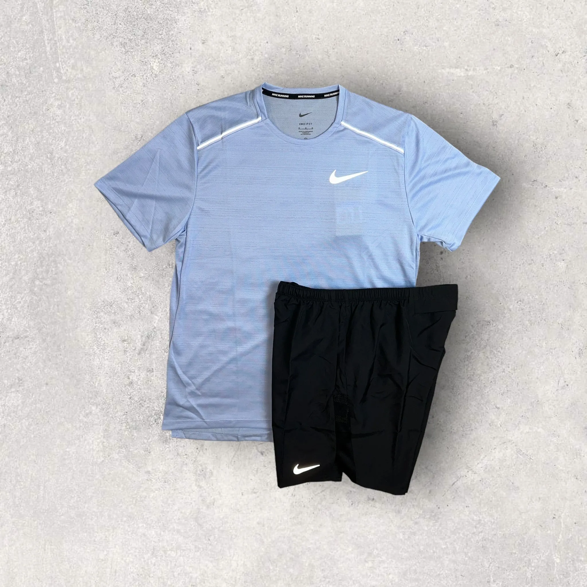 NIKE MILER 1.0 T-SHIRT/SHORT SET - COBALT BLISS/BLACK