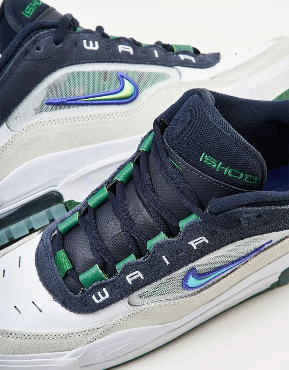 Nike SB Air Max Ishod Skate Shoes - White/Persian Violet-Obsidian-Pine Green-Summit White