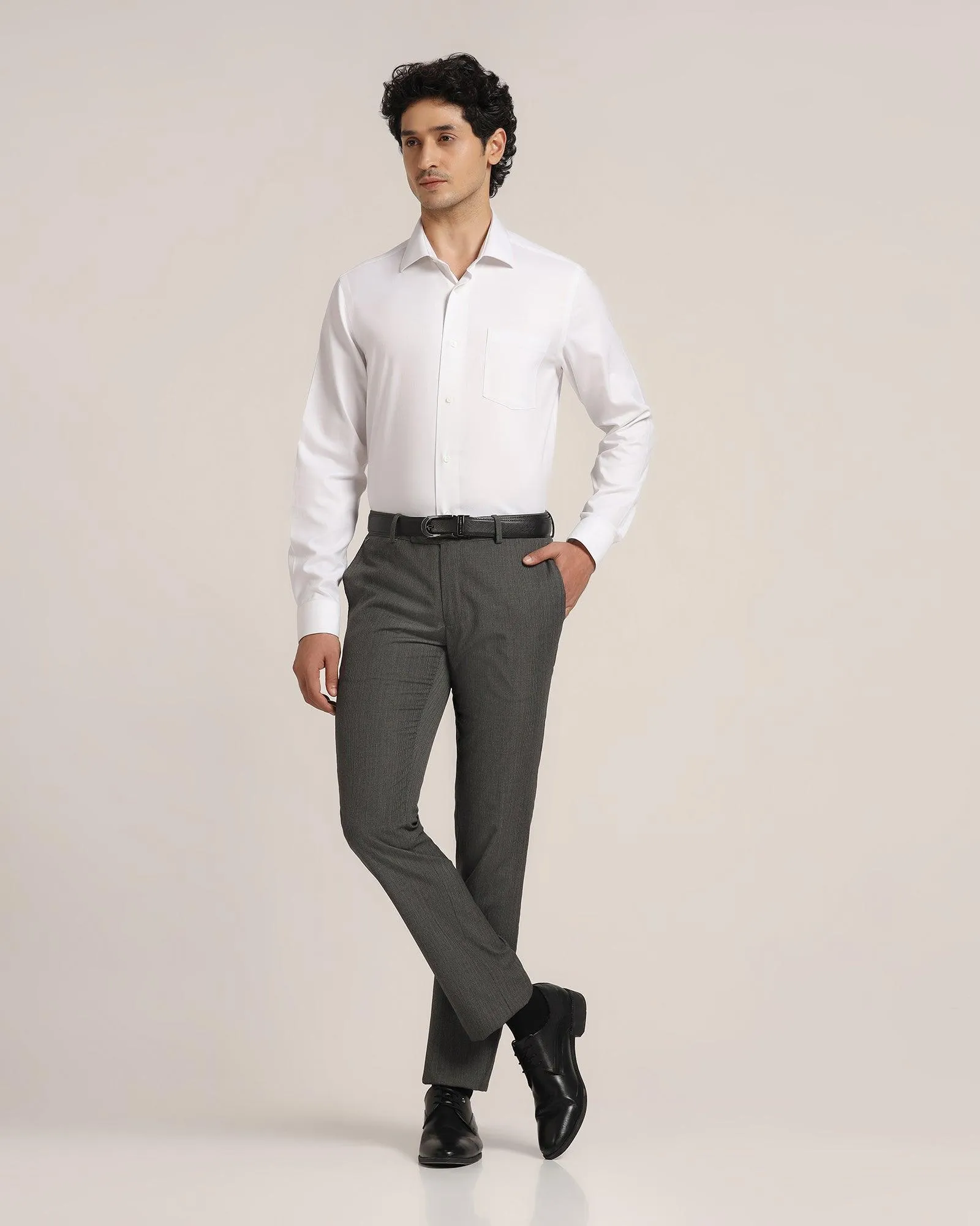 Non Iron Formal White Textured Shirt - Dofon