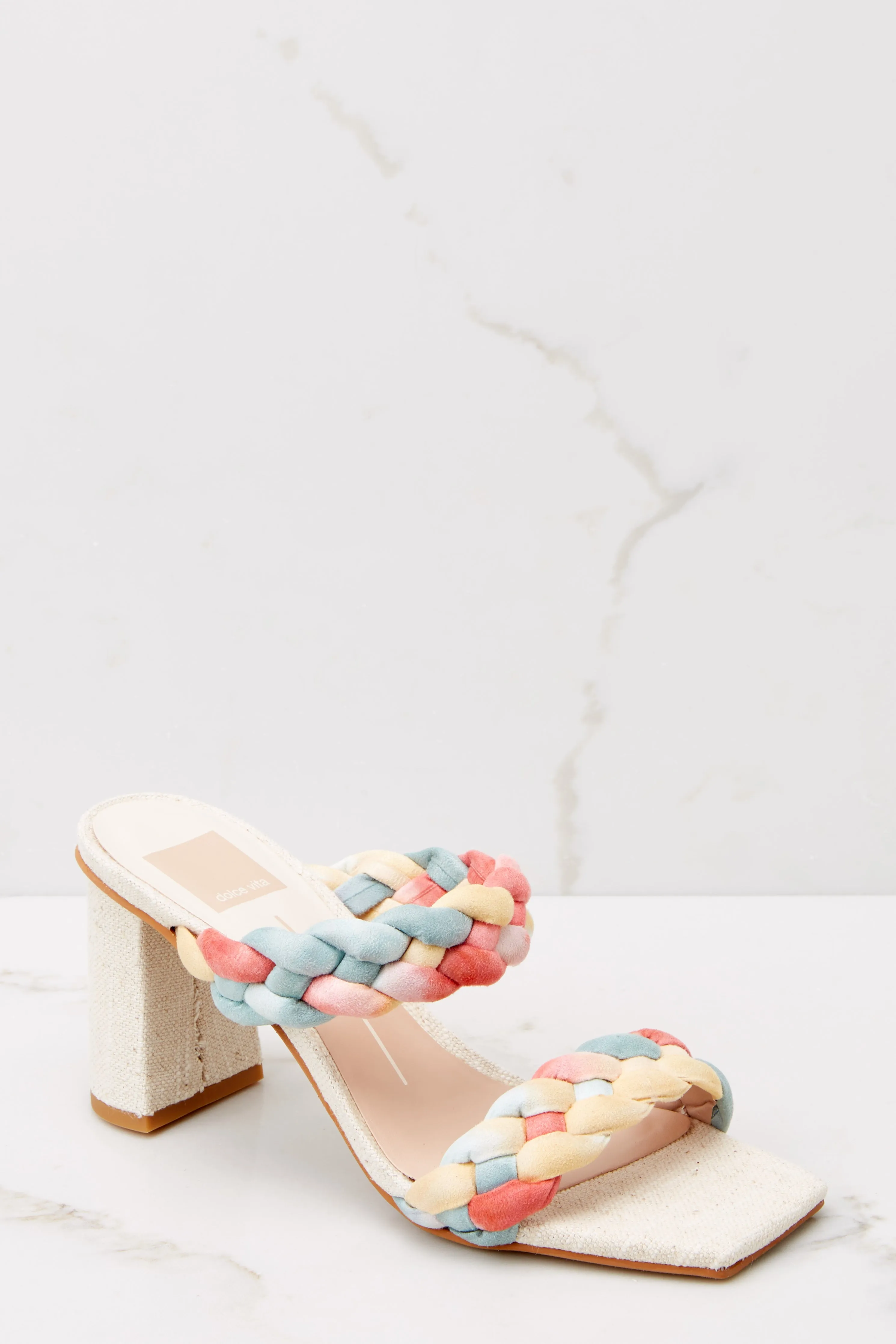 Paily Coral Multi Stella Suede Heels