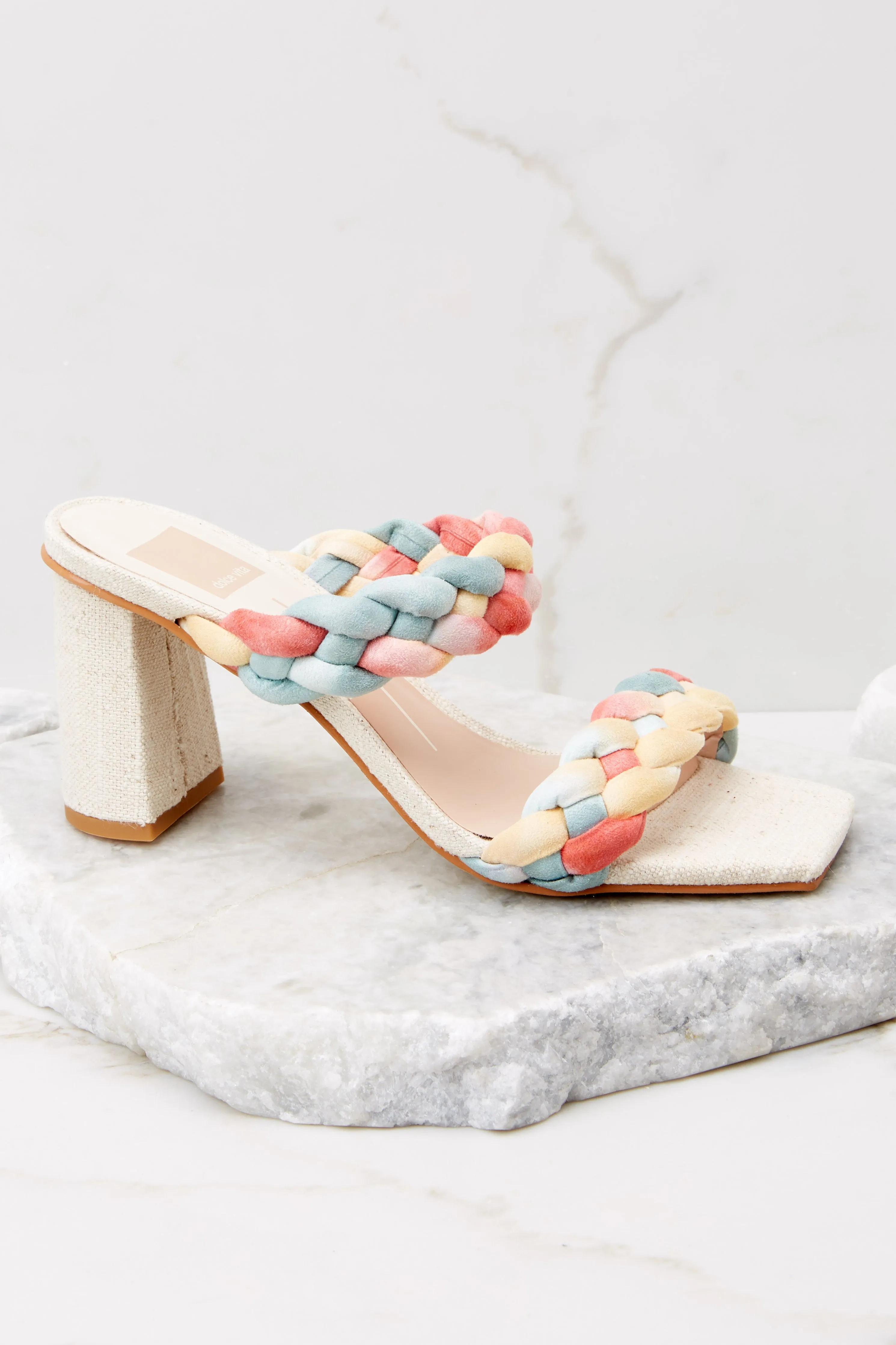 Paily Coral Multi Stella Suede Heels