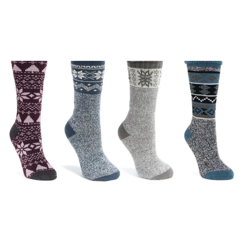 Patterned Heat Retainer Socks 4 Pack