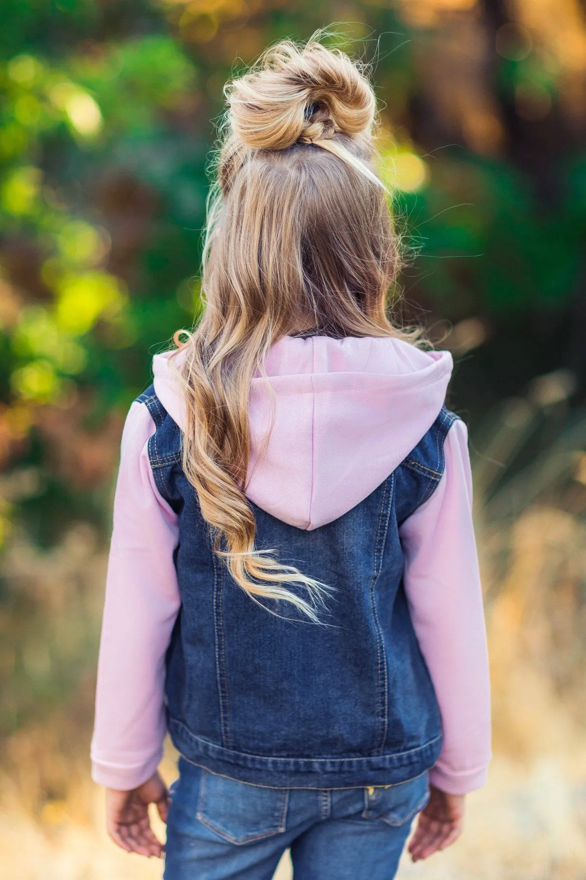 Pink Denim Hoodie Jacket