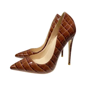 Pre Order:  Coffee Croc Skin Pumps