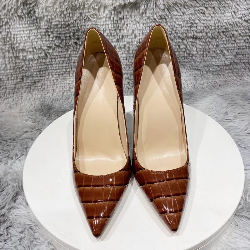 Pre Order:  Coffee Croc Skin Pumps