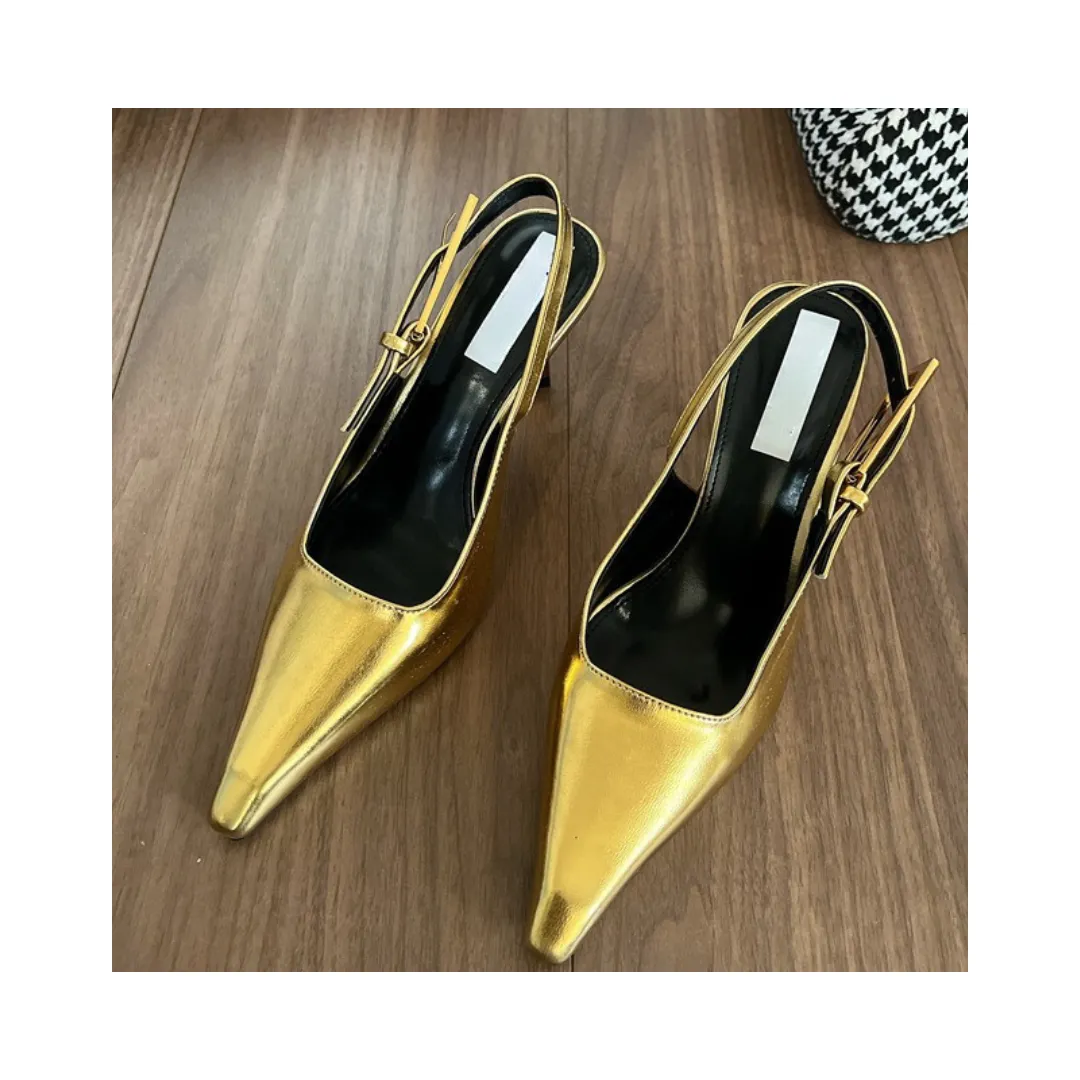 Pre Order:  Pointy Toe One Line Buckle Strap Stiletto Pumps