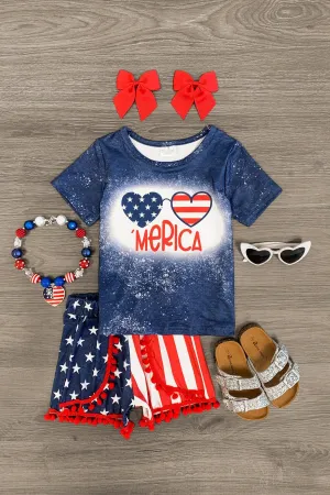 "'Merica" Patriotic Sunnies Short Set