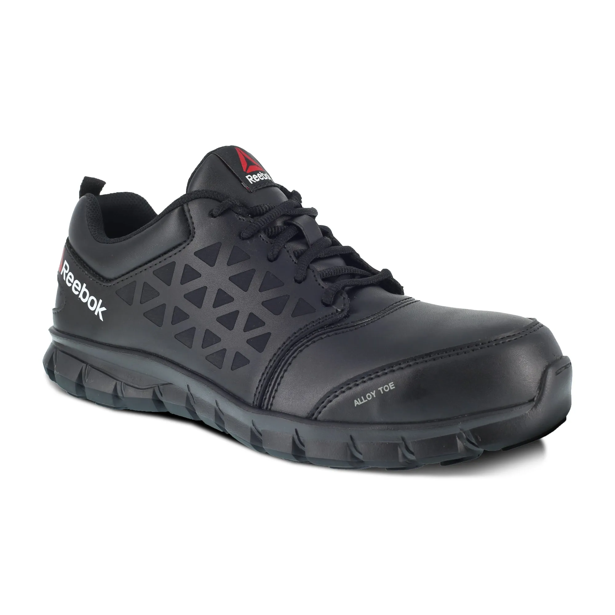 Reebok Womens Black Leather Work Shoes Sublite Oxford