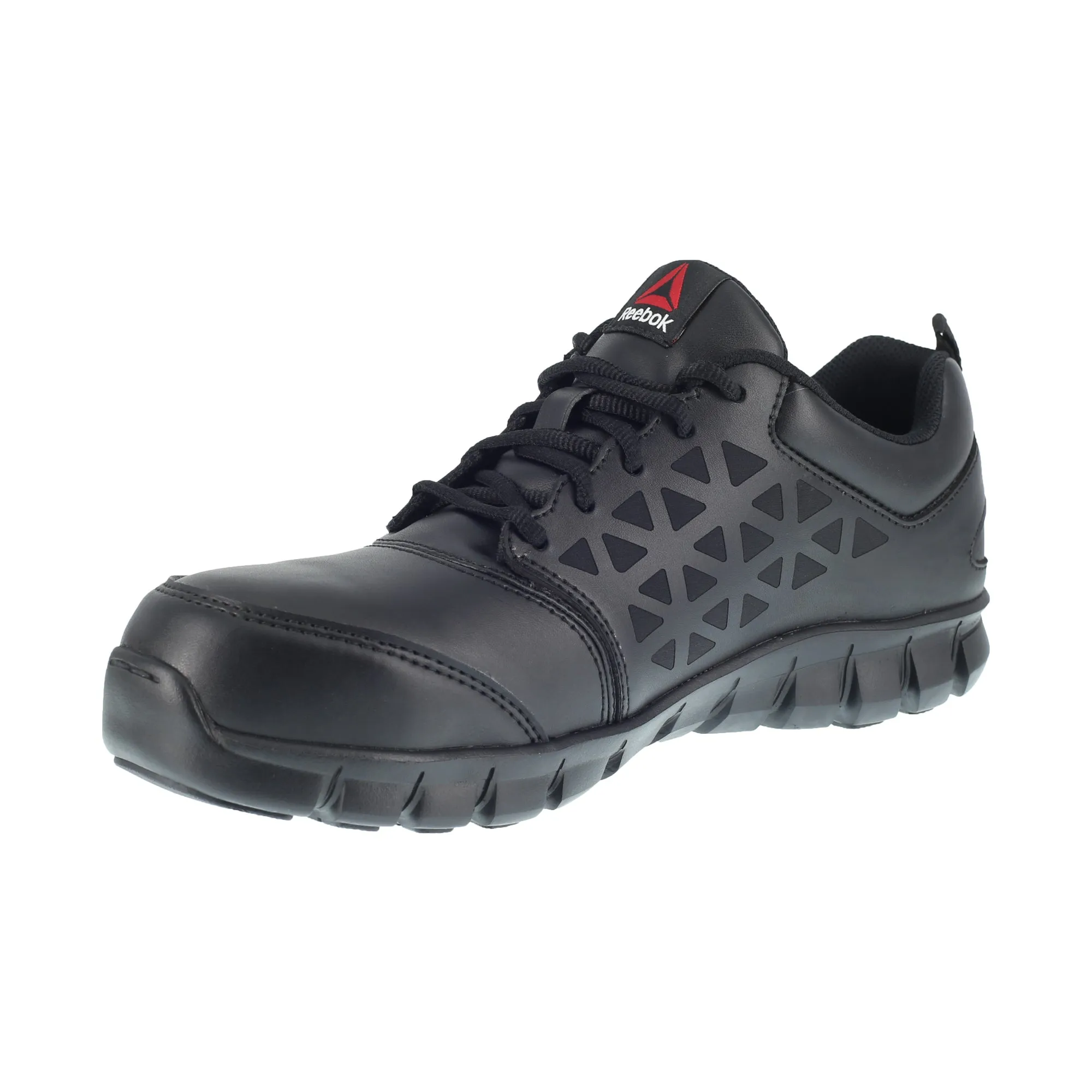 Reebok Womens Black Leather Work Shoes Sublite Oxford