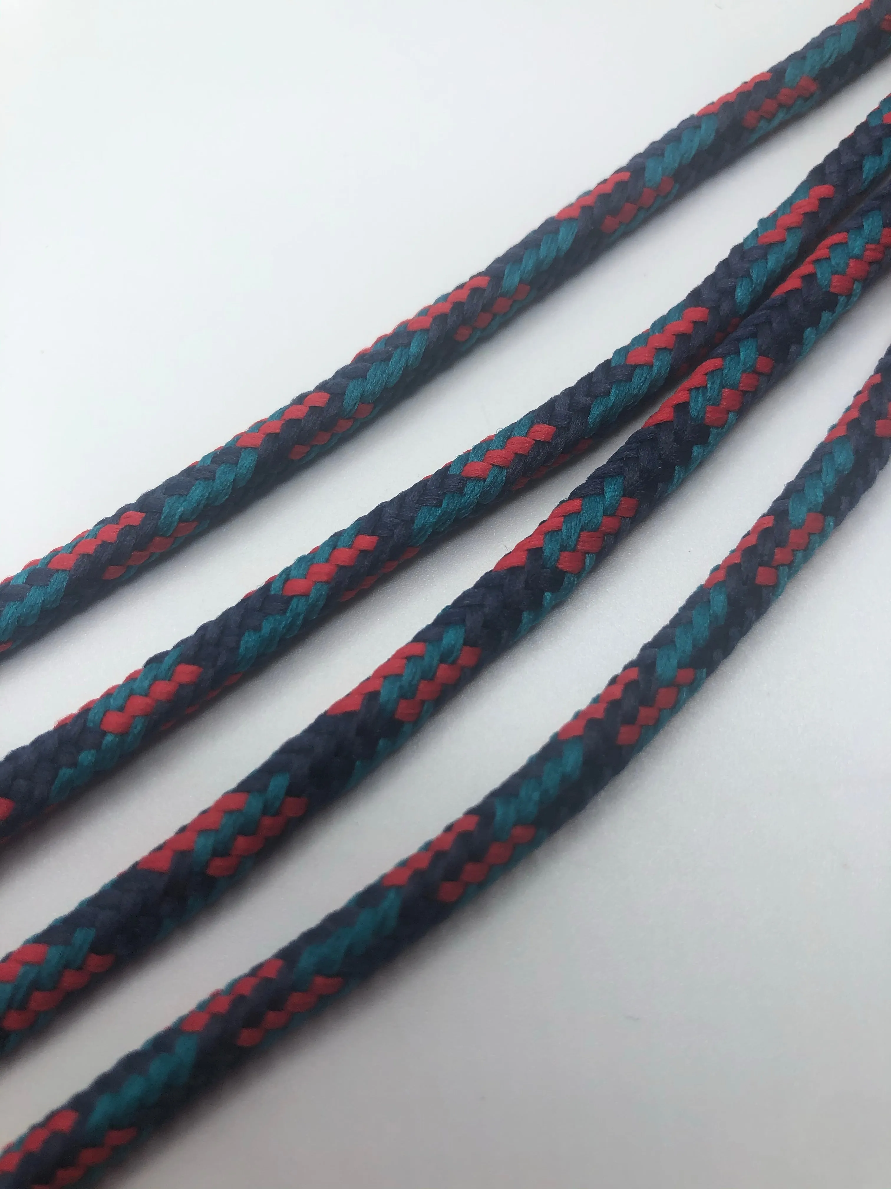 Round Multi-Color Shoelaces - Navy, Red and Teal