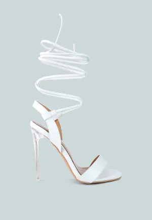 Sheeny Clear Stiletto Lace Up Heels