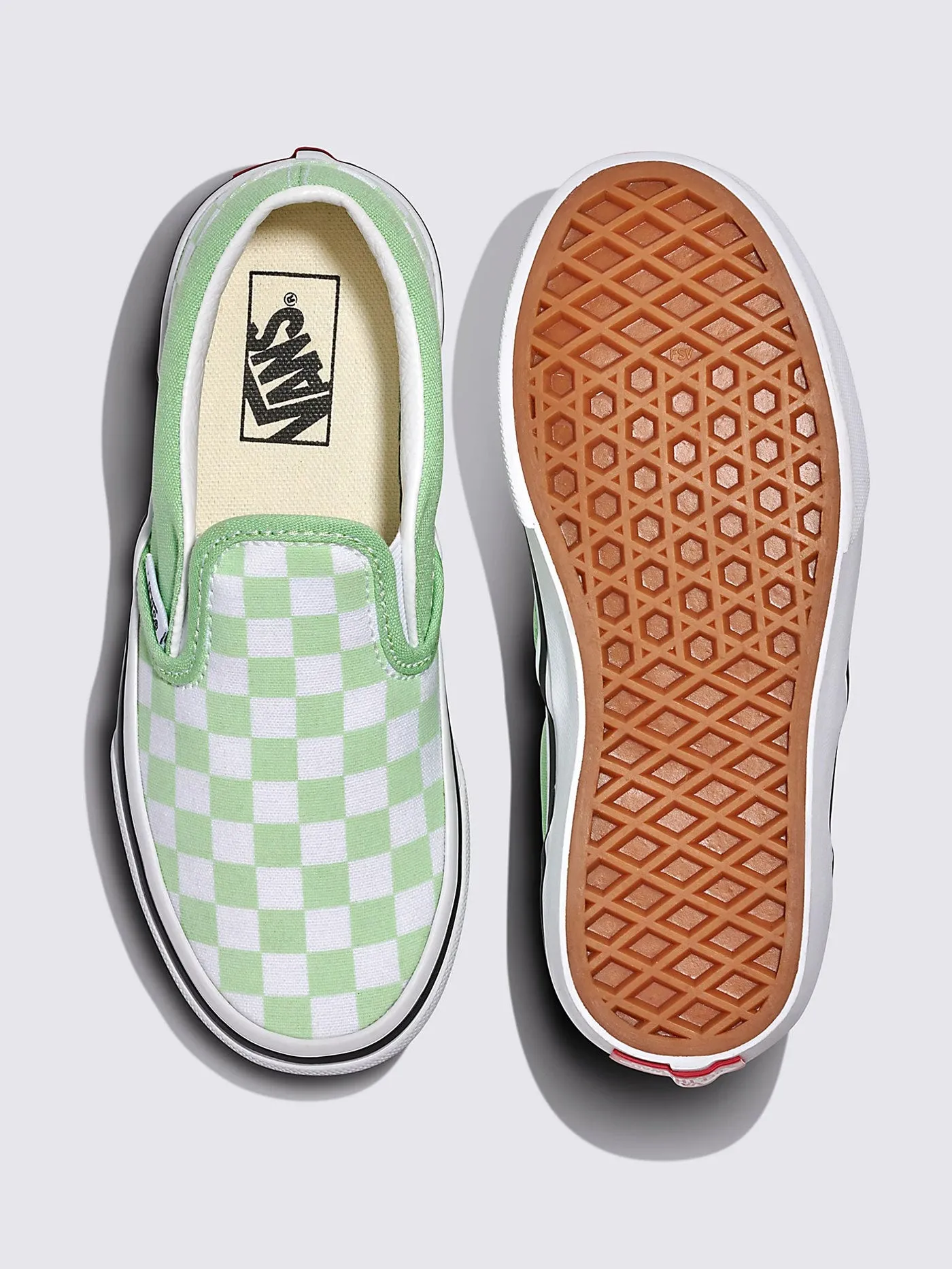 Slip-On Color Theory Checkerboard Pistachio Green Shoes (Kids)