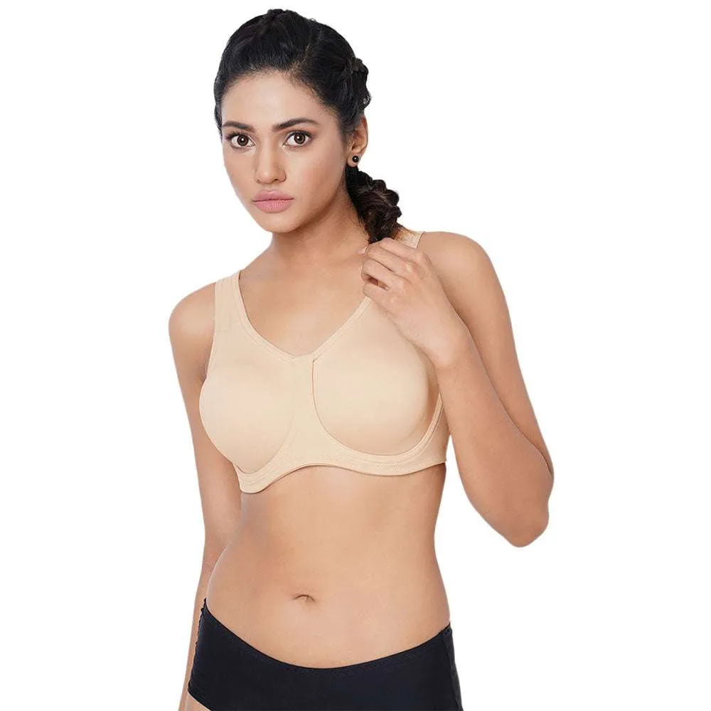 Sport Non Padded Wired Full Coverage Full Support High Intensity Sports  Bra - Beige