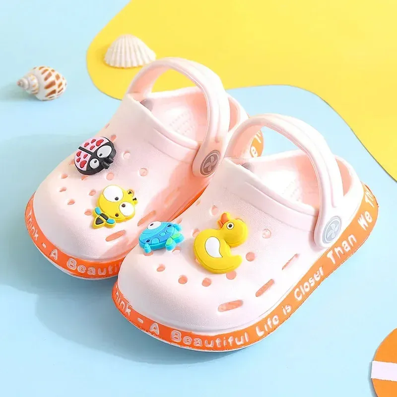 Summer Kids Sandals Children Hole Shoes Slippers Soft Non-slip Cartoon DIY Design Beach Sandy Slipper Shoe for Boys Girls