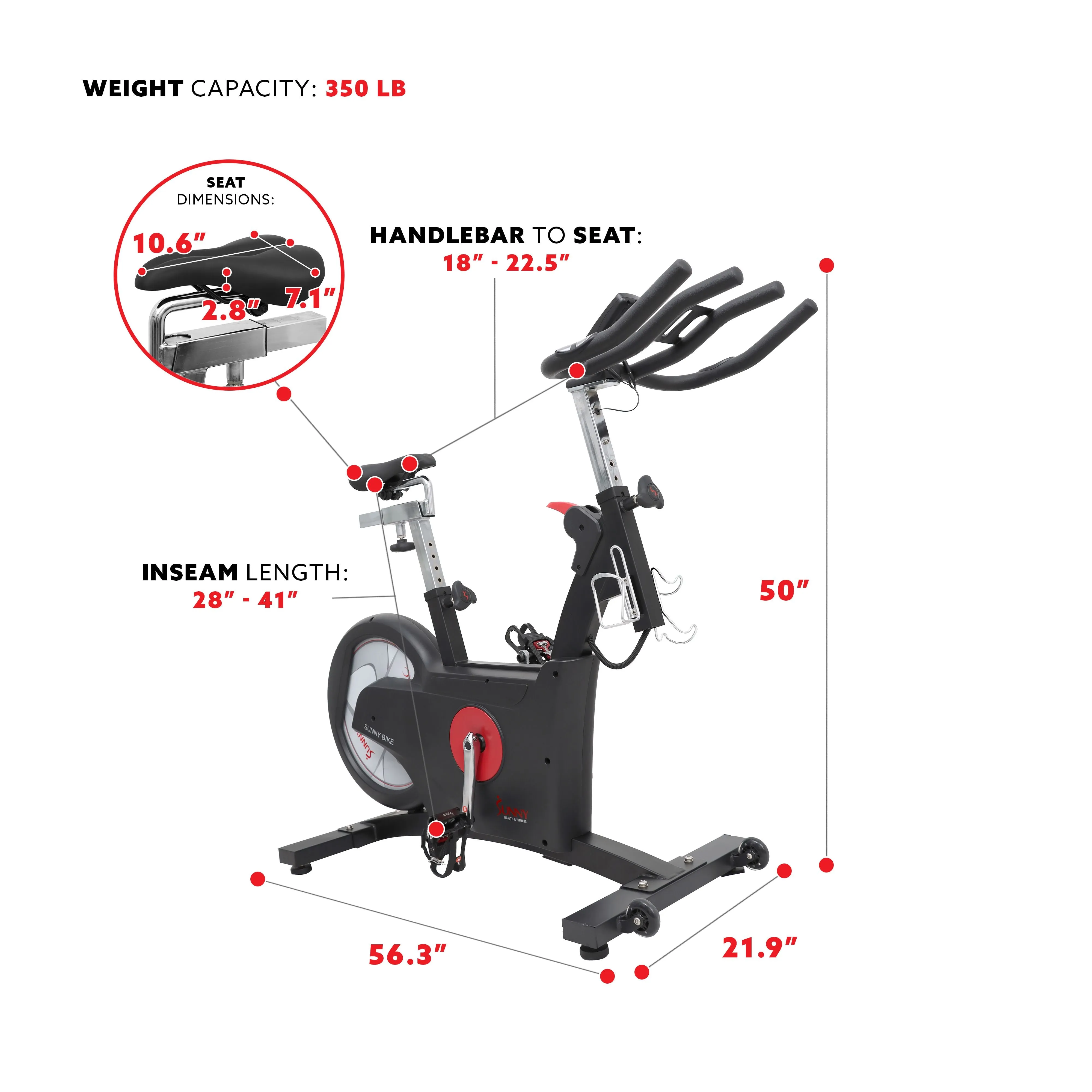 Sunny Health & Fitness Premium Kinetic Flywheel Rear Drive Cycle