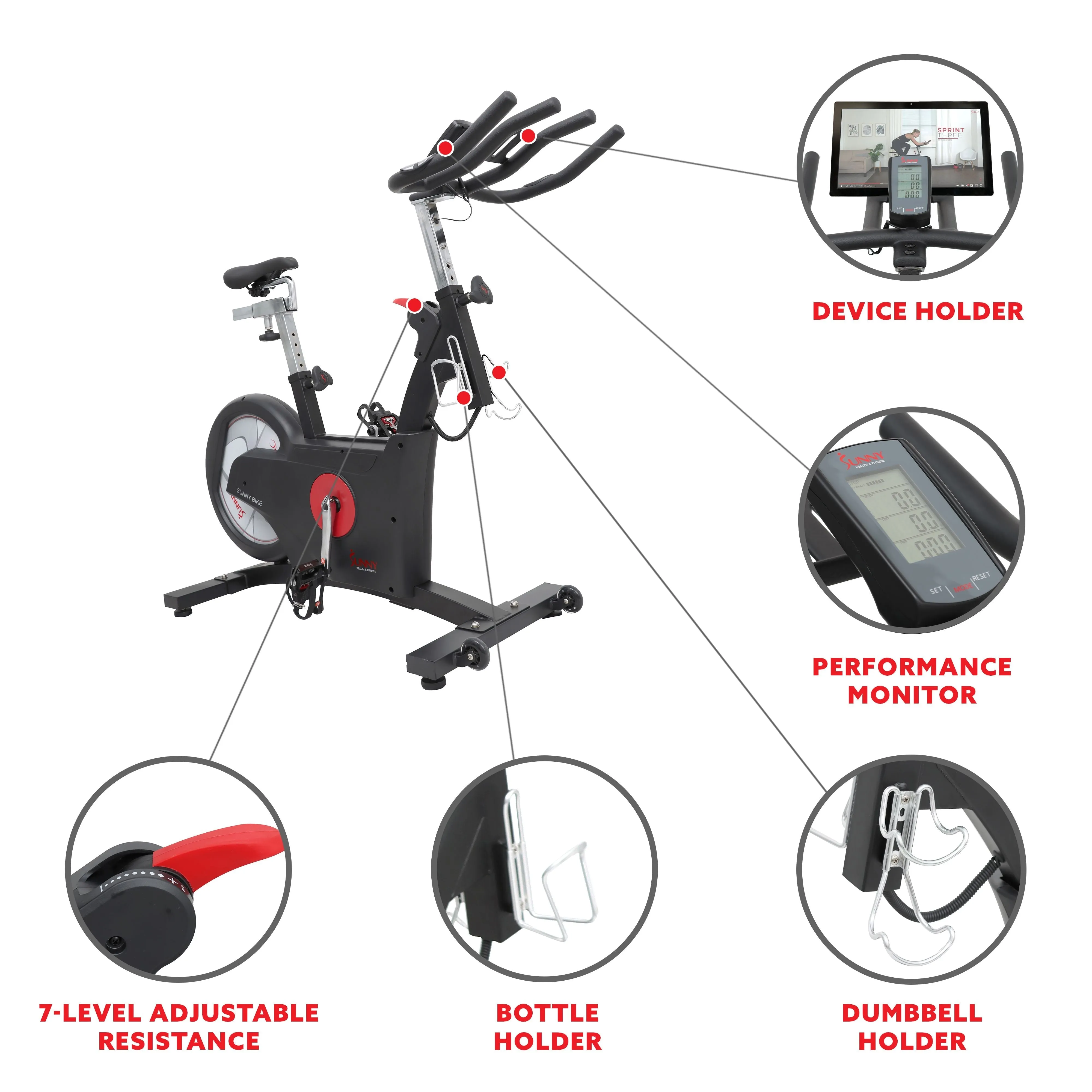 Sunny Health & Fitness Premium Kinetic Flywheel Rear Drive Cycle