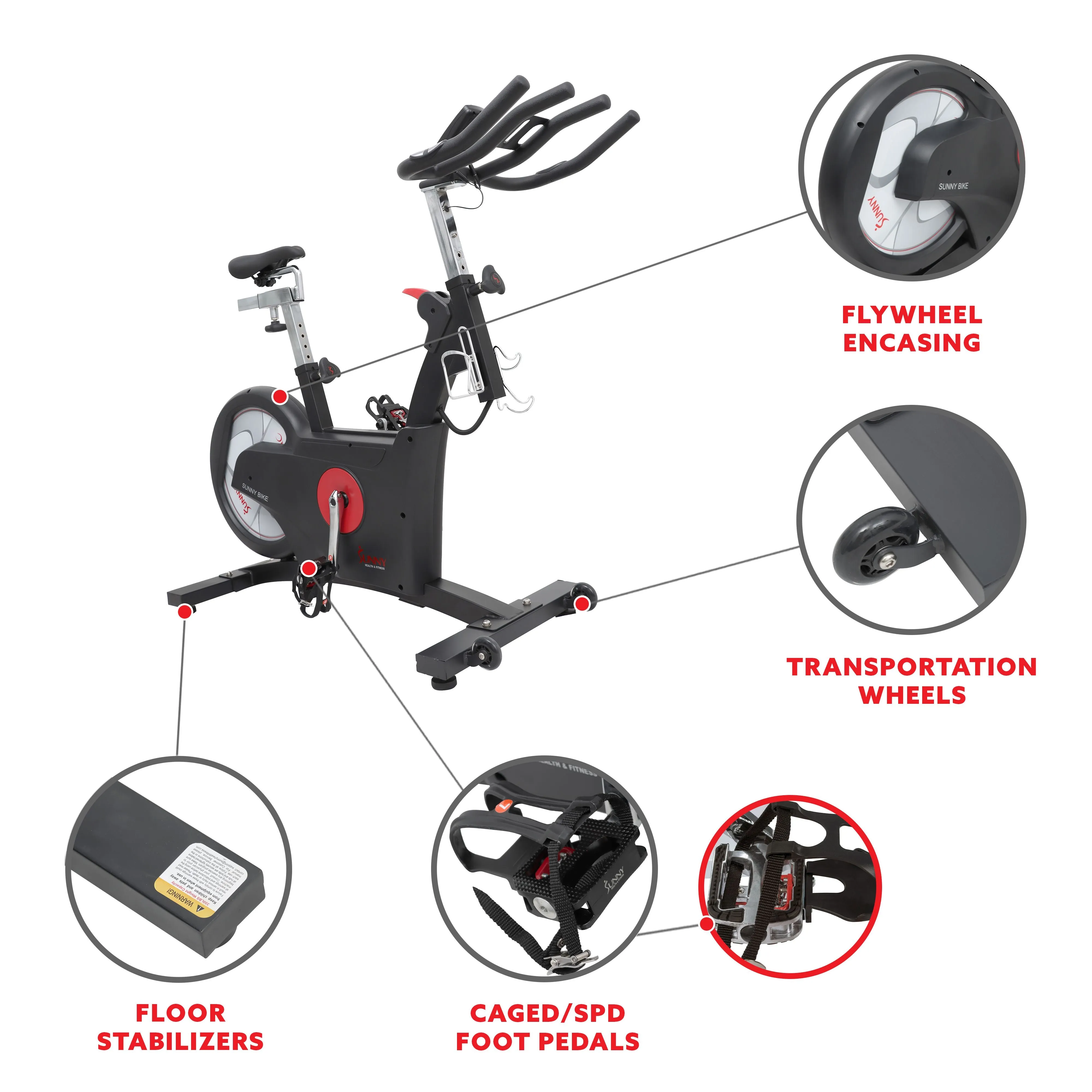 Sunny Health & Fitness Premium Kinetic Flywheel Rear Drive Cycle