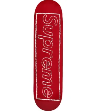 Supreme KAWS Chalk Logo Deck- Red Skateboard by Kaws- Brian Donnelly