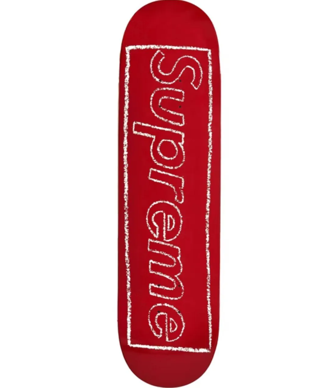 Supreme KAWS Chalk Logo Deck- Red Skateboard by Kaws- Brian Donnelly