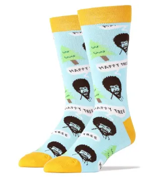 TEEK - Mens Bob Ross Happy Tree Crew Socks